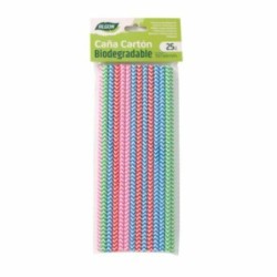 Straws Algon Cardboard Multicolour Stripes 25 Pieces 24 Units