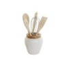 Pot for Kitchen Utensils DKD Home Decor White Bamboo Porcelain 10,5 x 10,5 x 12 cm 6 Pieces