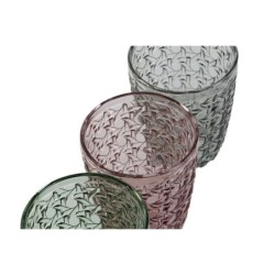 Set of glasses DKD Home Decor Green Grey Pink Crystal With relief 240 ml (6 Units)