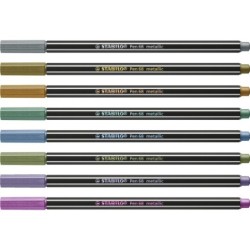 Set of Felt Tip Pens Stabilo Pen 68 metallic 8 Pieces Multicolour