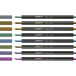 Set of Felt Tip Pens Stabilo Pen 68 metallic 8 Pieces Multicolour