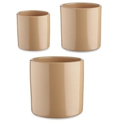 Set of pots 3 Pieces Ø 14 cm Ø 22 cm Ø 17 cm Cylinder Beige