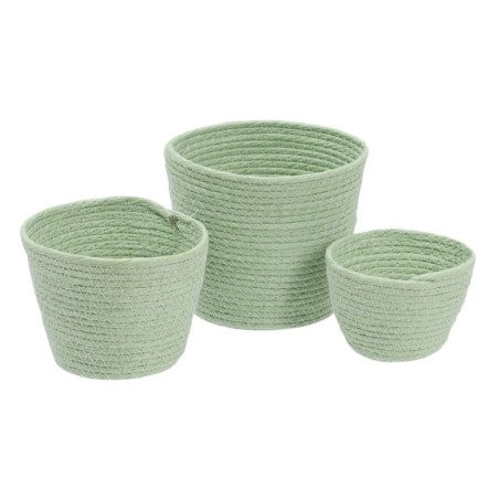 Set of Baskets Rope 17 x 17 x 20 cm Light Green (3 Pieces)