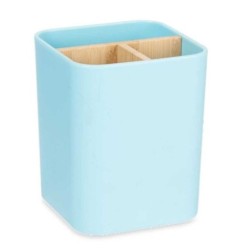 Toothbrush Holder Blue Bamboo polypropylene 9 x 11 x 9 cm (6 Units)