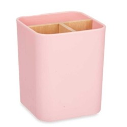 Toothbrush Holder Pink Bamboo polypropylene 9 x 11 x 9 cm (6 Units)