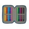 Double Pencil Case BlackFit8 M854 Dark blue 12.5 x 19.5 x 4 cm (28 Pieces)