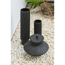 Vase Home ESPRIT Black Resin 10 x 10 x 30 cm (12 Units)