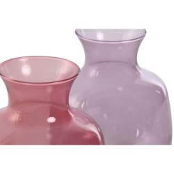 Vase Home ESPRIT Pink Lilac Crystal 16 x 16 x 19 cm (2 Units)