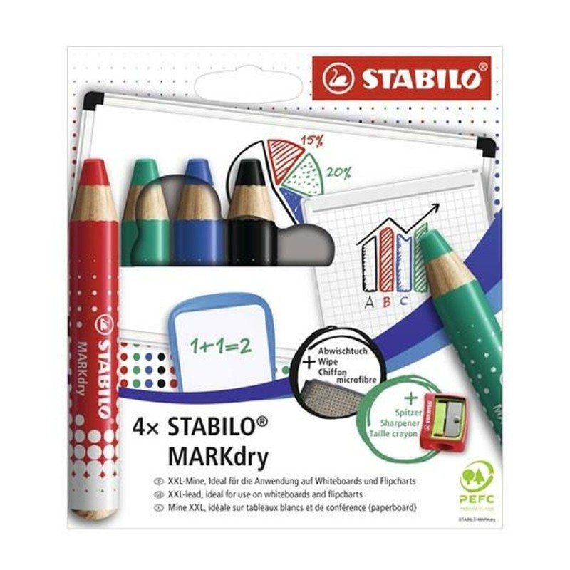 Set of Markers Stabilo Markdry 4 Pieces Multicolour