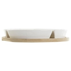 Appetizer Set DKD Home Decor Multicolour Natural Bamboo Plastic Stoneware Cottage 21,5 x 21,5 x 1 cm