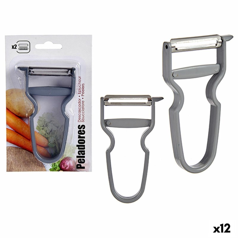 Peeler Vegetable peeler Grey Stainless steel Plastic 11 x 6,7 x 1,1 cm (12 Units)