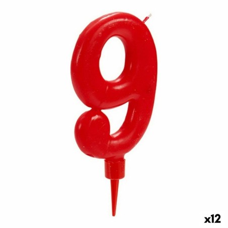 Candle Birthday Red Number 9 (12 Units)