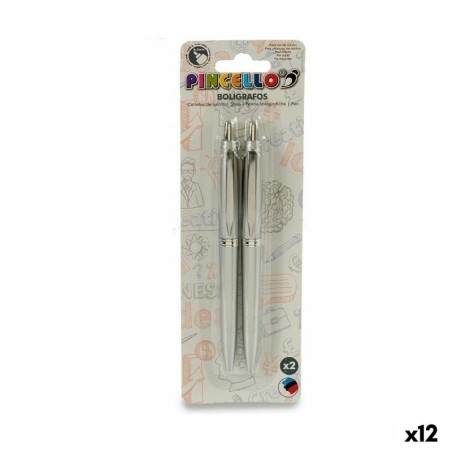 Set of Biros 0,5 mm Silver (12 Units)