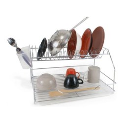 Draining Rack for Kitchen Sink Quttin Silver Metal White Plastic (46,5 x 35,5 x 26 cm)