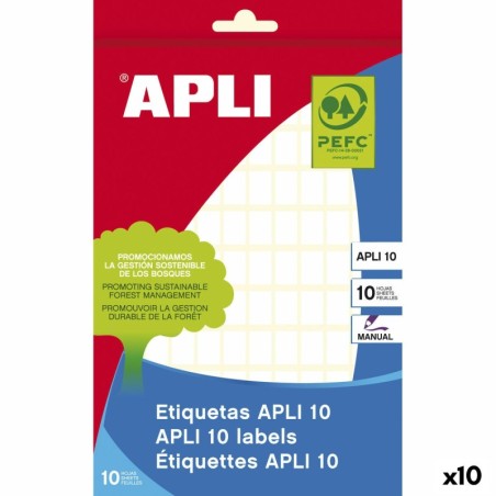 Adhesive labels Apli White 10 Sheets 8 x 12 mm (10 Units)