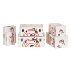 Decorative box Flowers Canvas 24 x 18 x 6 cm DMF (2 Pieces)