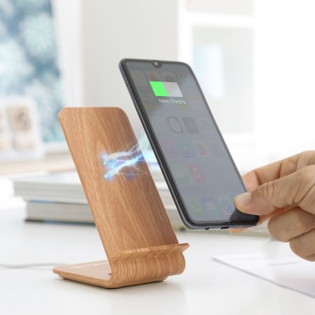 Wood Effect Wireless Charger with Stand Qistan InnovaGoods