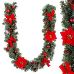 Christmas garland Red Green Plastic Fabric 180 cm