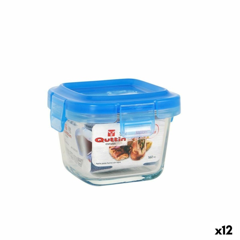 Hermetic Lunch Box Quttin Blue Squared 160 ml 9 x 9 x 6,6 cm (12 Units)