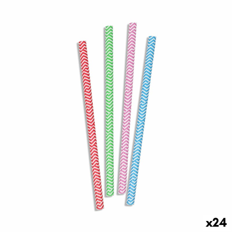 Straws Algon Cardboard Multicolour Stripes 20 Pieces 24 Units