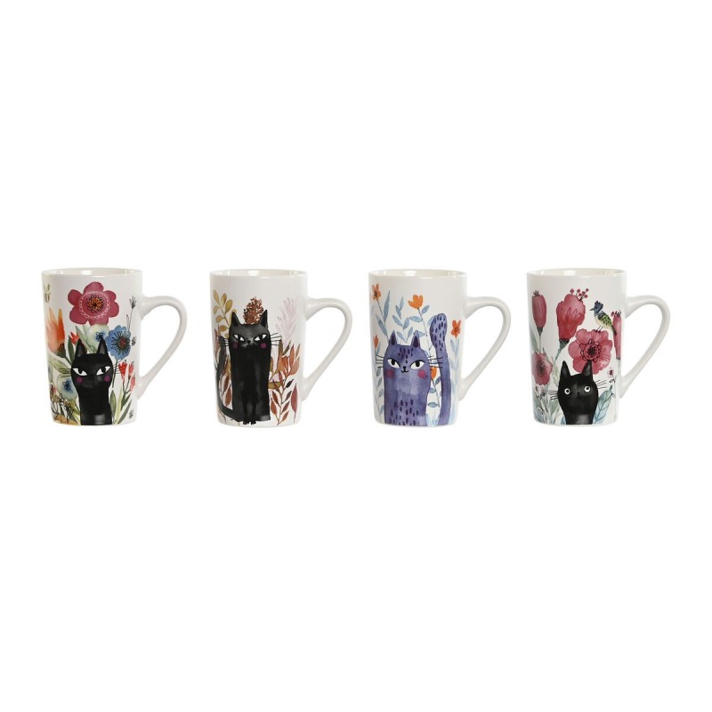 Mug Home ESPRIT Multicolour Porcelain Cat (4 Units)