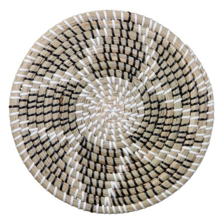 Wall Decoration 27 x 27 x 1 cm Natural Black Natural Fibre