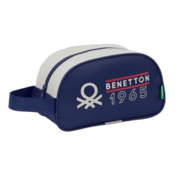 School Toilet Bag Benetton Varsity Grey Navy Blue 26 x 15 x 12 cm