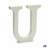 Letter U Wood White (1,8 x 21 x 17 cm) (12 Units)