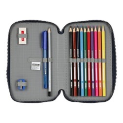 Double Pencil Case F.C. Barcelona Corporativa Blue Maroon 12.5 x 19.5 x 4 cm (28 Pieces)