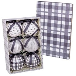 Christmas Baubles White Grey Paper Polyfoam 7,5 x 7,5 x 7,5 cm (6 Units)