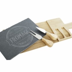 Cutting board DKD Home Decor Black Natural Bamboo Board 40 x 14 x 2 cm