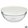 Round Lunch Box with Lid Chefs White 1,135 L 17,2 x 7,6 x 17,2 cm (4 Units)