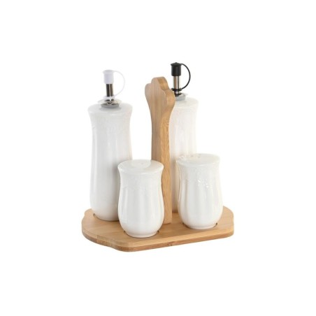 Oil and Vinegar Set DKD Home Decor 17 x 12,5 x 18 cm Natural Porcelain White 5 Units