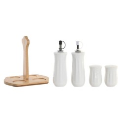 Oil and Vinegar Set DKD Home Decor 17 x 12,5 x 18 cm Natural Porcelain White 5 Units