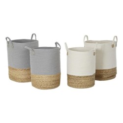 Basket set DKD Home Decor 40 x 40 x 52 cm Natural Fibre Boho (2 Units)