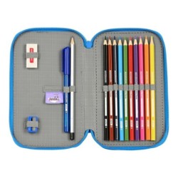 Double Pencil Case El Hormiguero Blue 12.5 x 19.5 x 4 cm (28 Pieces)