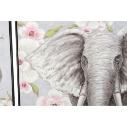 Painting DKD Home Decor Elephant 100 x 3,5 x 100 cm Colonial Flowers (2 Units)