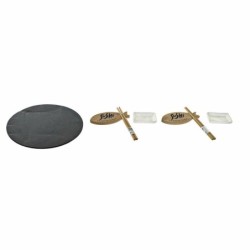 Sushi Set DKD Home Decor Black Natural Ceramic Bamboo Plastic Board Oriental 33 x 33 x 5 cm (9 Pieces)