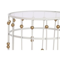 Set of 2 tables Home ESPRIT White Golden 42 x 42 x 55 cm