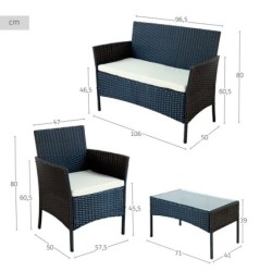 Garden furniture Aktive Side table Chair x 2 Sofa (4 Pieces)