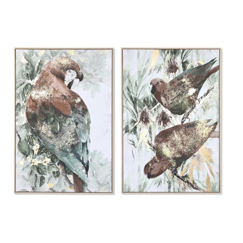 Painting DKD Home Decor Parrot Tropical 83 x 4,5 x 122,5 cm 83 x 4,5 x 123 cm (2 Units)