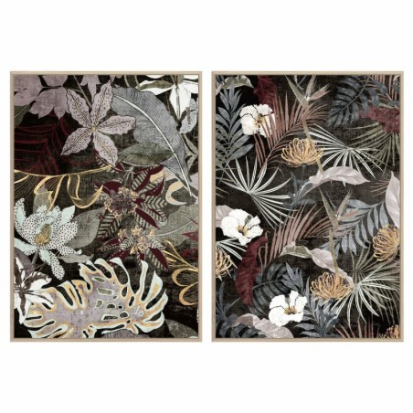 Painting DKD Home Decor Tropical Leaf of a plant 83 x 4,5 x 122,5 cm 83 x 4,5 x 123 cm (2 Units)