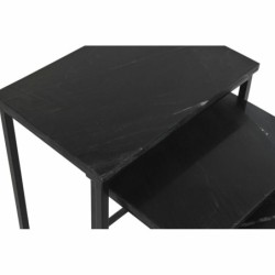 Set of 3 small tables DKD Home Decor 40 x 26 x 65 cm Black Metal Marble