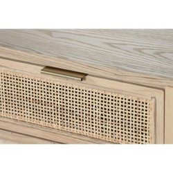 Console Home ESPRIT Yellow Golden Rattan Fir 100 x 40 x 76 cm