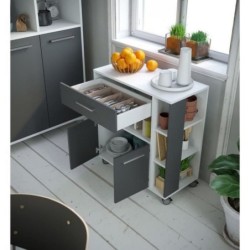 Kitchen Trolley Eco Trolley Melamin ABS White/Grey (80 x 39 x 87 cm)