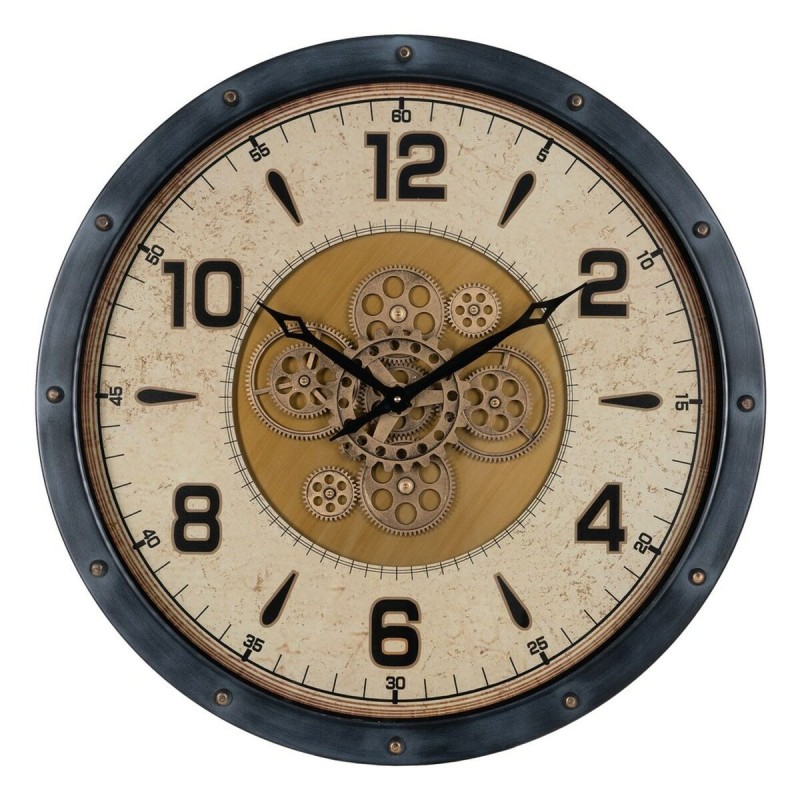 Wall Clock Black Golden Crystal Iron 72 x 9 x 72 cm (3 Units)