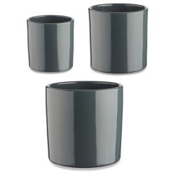 Set of pots Ø 14 cm Ø 22 cm Ø 17 cm Cylinder 3 Pieces Anthracite