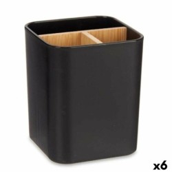 Toothbrush Holder Black Bamboo polypropylene 9 x 11 x 9 cm (6 Units)