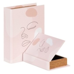 Decorative box Canvas 24 x 18 x 6 cm DMF (2 Pieces)