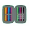 Double Pencil Case BlackFit8 M854 Turquoise 12.5 x 19.5 x 4 cm (28 Pieces)